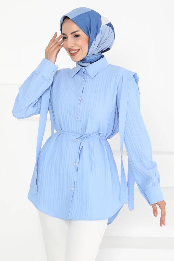 Omuz Bağlama Detaylı Tunik Bebe Mavi - 27195 - 1