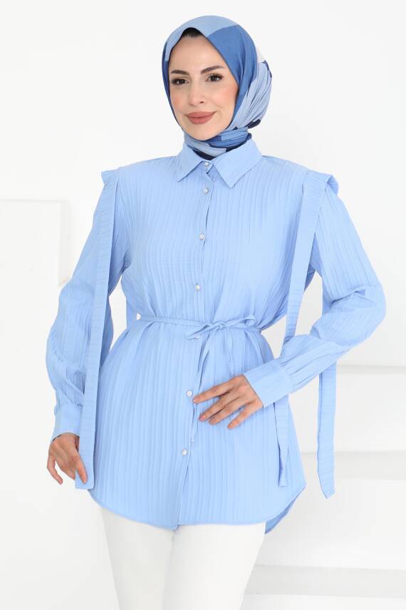 Omuz Bağlama Detaylı Tunik Bebe Mavi - 27195 - 2