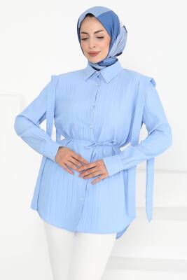 Omuz Bağlama Detaylı Tunik Bebe Mavi - 27195 - 3