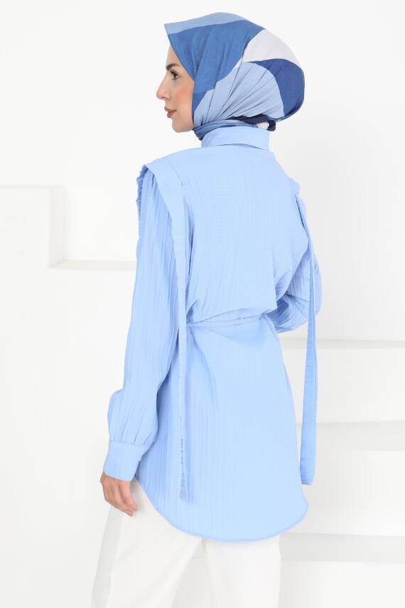 Omuz Bağlama Detaylı Tunik Bebe Mavi - 27195 - 5