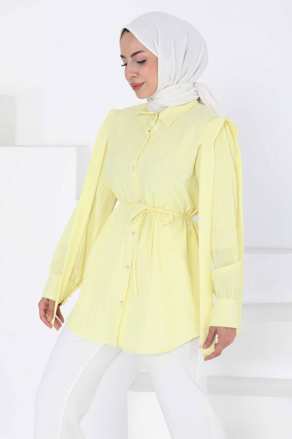 Omuz Bağlama Detaylı Tunik Sari - 27195 - 1