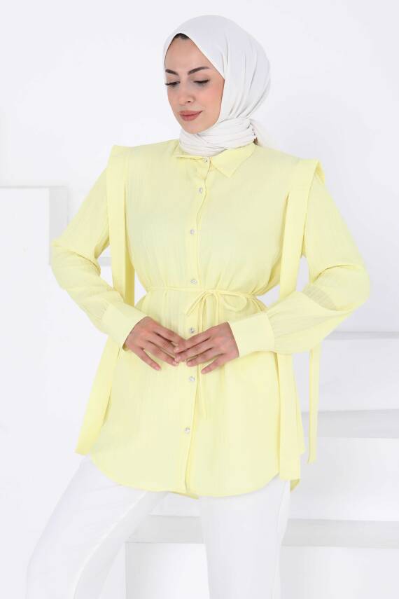 Omuz Bağlama Detaylı Tunik Sari - 27195 - 3