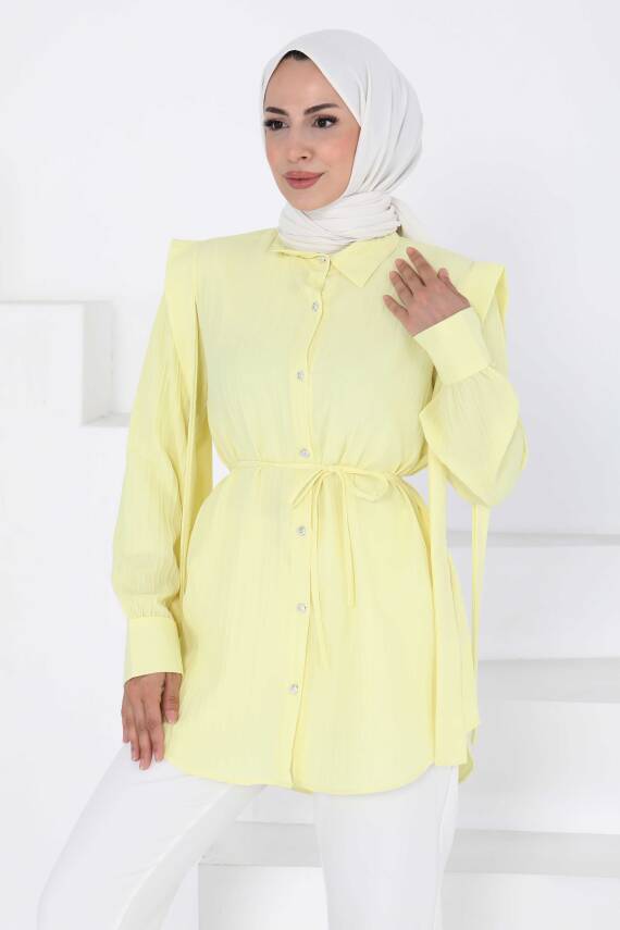 Omuz Bağlama Detaylı Tunik Sari - 27195 - 5