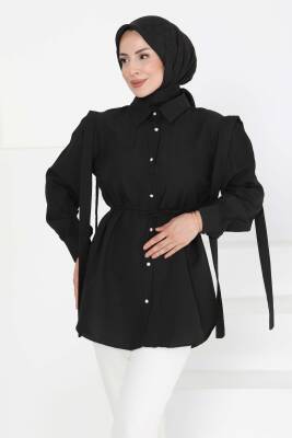 Omuz Bağlama Detaylı Tunik Siyah - 27195 - 2