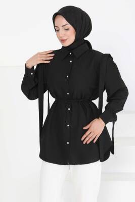 Omuz Bağlama Detaylı Tunik Siyah - 27195 - 4