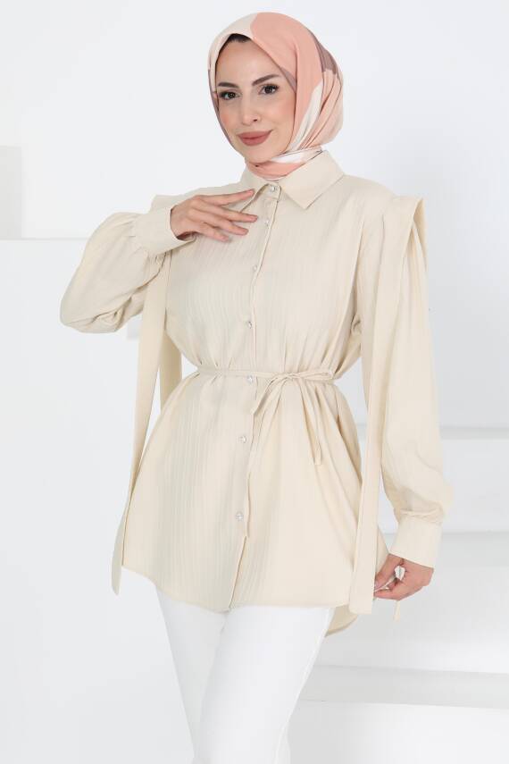 Omuz Bağlama Detaylı Tunik Taş - 27195 - 1