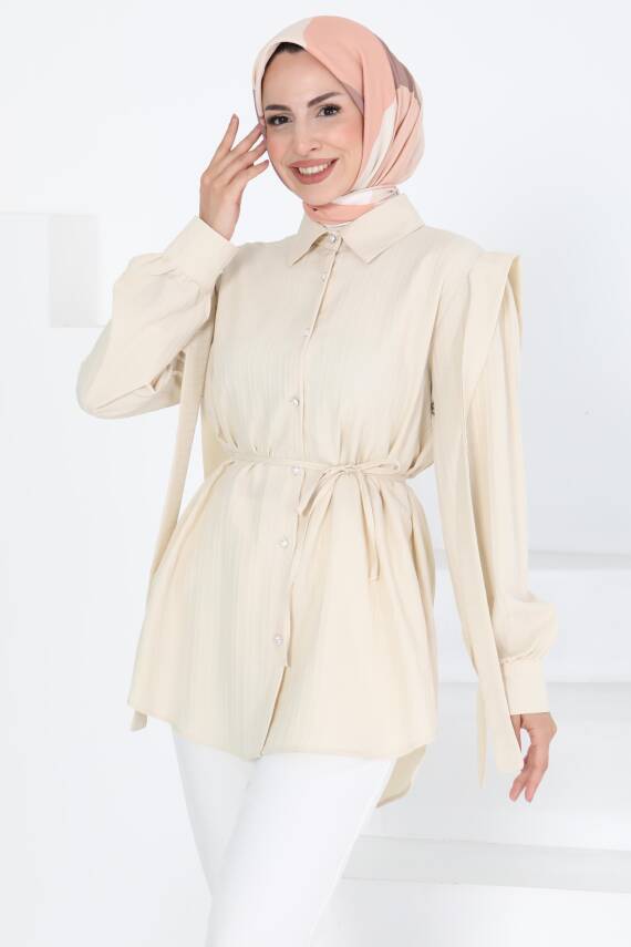 Omuz Bağlama Detaylı Tunik Taş - 27195 - 2