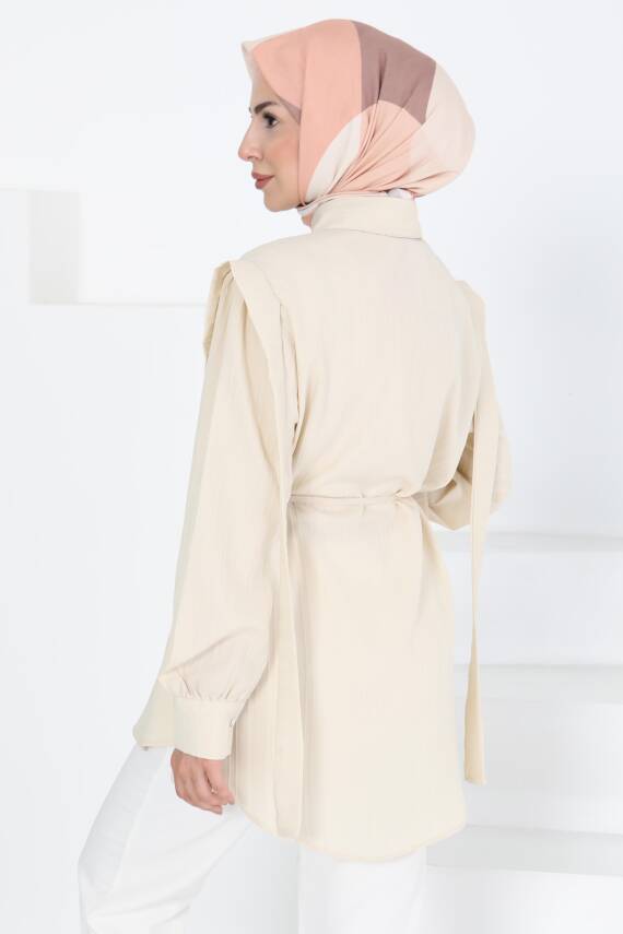 Omuz Bağlama Detaylı Tunik Taş - 27195 - 5