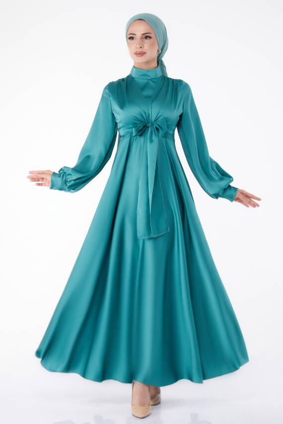 Önden Bağlamalı Abiye Elbise Mint - 25342 - 1