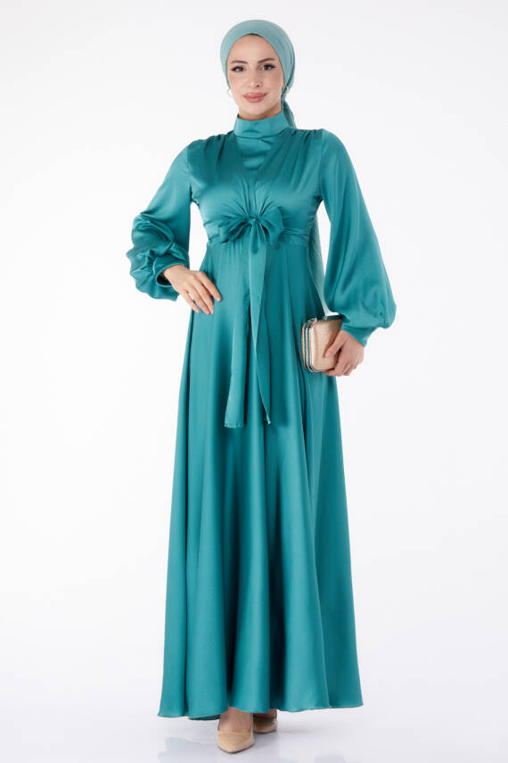 Önden Bağlamalı Abiye Elbise Mint - 25342 - 2