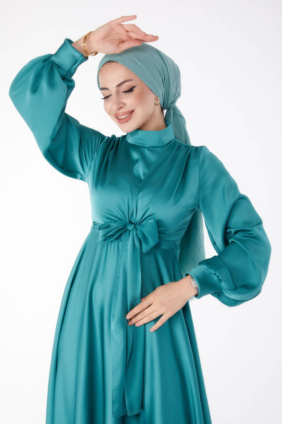 Önden Bağlamalı Abiye Elbise Mint - 25342 - 3