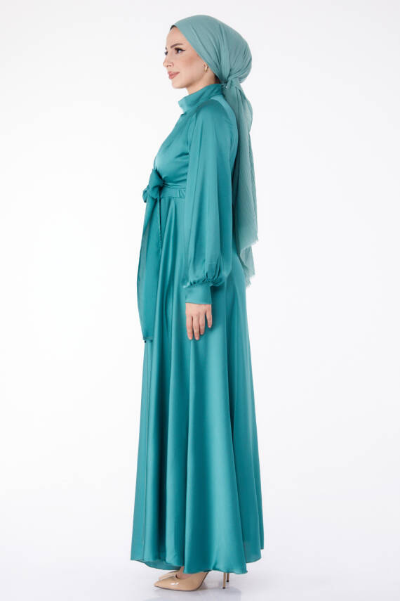 Önden Bağlamalı Abiye Elbise Mint - 25342 - 4