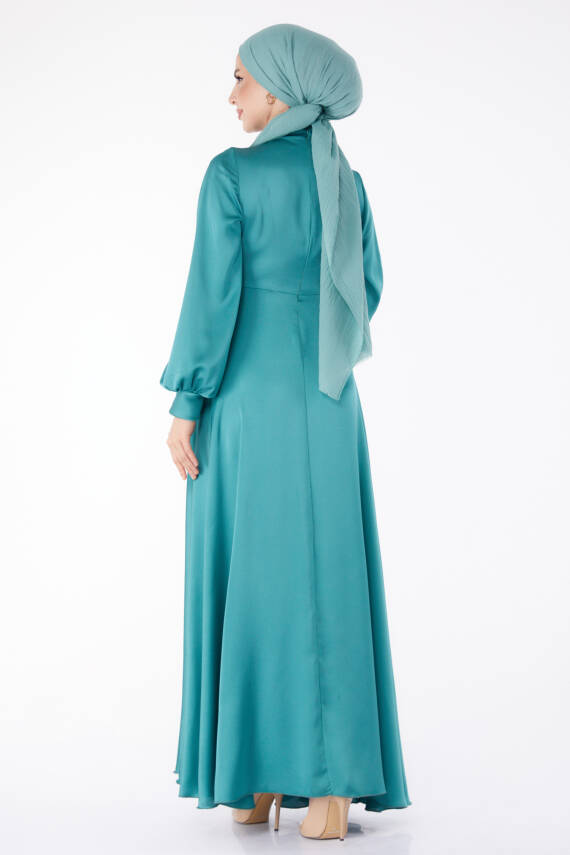 Önden Bağlamalı Abiye Elbise Mint - 25342 - 5