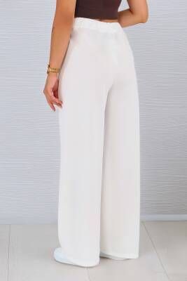 Önden Bağlamalı Pantolon Beyaz - 27553 - 5