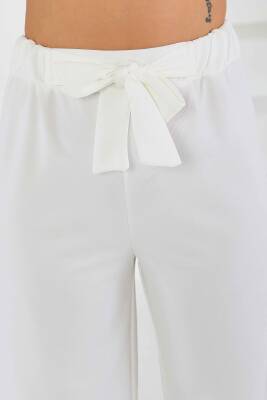 Önden Bağlamalı Pantolon Beyaz - 27553 - 6