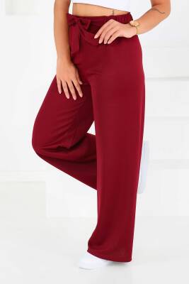 Önden Bağlamalı Pantolon Bordo - 27553 - 2