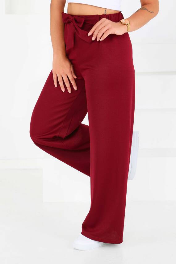 Önden Bağlamalı Pantolon Bordo - 27553 - 2