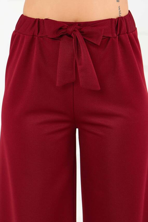 Önden Bağlamalı Pantolon Bordo - 27553 - 5