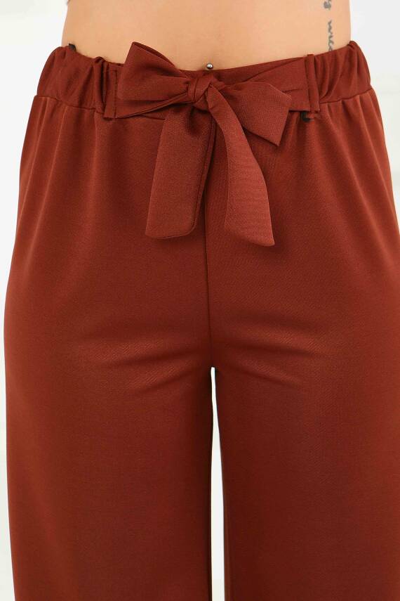Önden Bağlamalı Pantolon Kahve - 27553 - 4