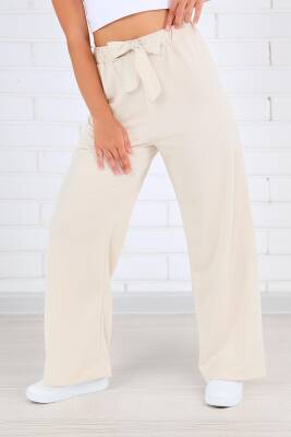 Önden Bağlamalı Pantolon Krem - 27553 - 1
