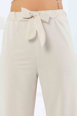 Önden Bağlamalı Pantolon Krem - 27553 - 5