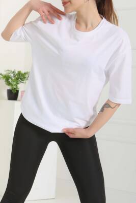 Oversize Kısa Kollu T-Şhirt Beyaz - 27118 