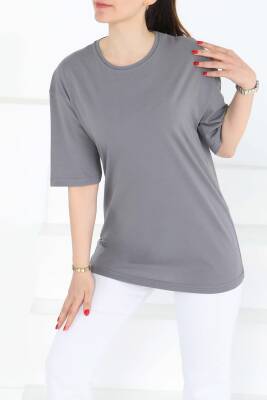 Oversize Kısa Kollu T-Şhirt Gri - 27118 - 2