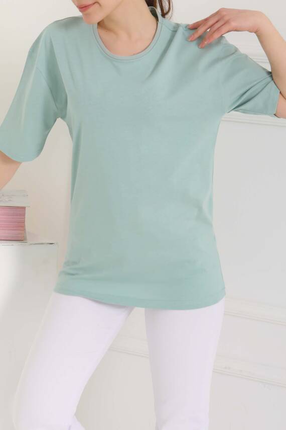 Oversize Kısa Kollu T-Şhirt Mint - 27118 - 2