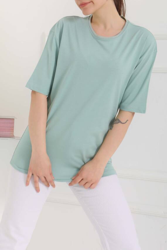 Oversize Kısa Kollu T-Şhirt Mint - 27118 - 3