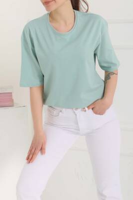 Oversize Kısa Kollu T-Şhirt Mint - 27118 - 4