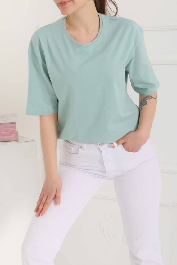 Oversize Kısa Kollu T-Şhirt Mint - 27118 - 4