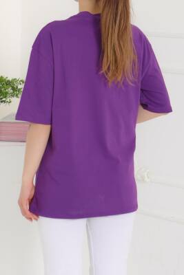 Oversize Kısa Kollu T-Şhirt Mor - 27118 - 4