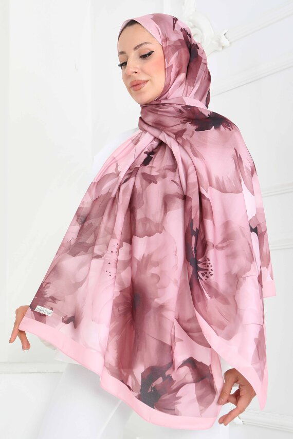 Pastel Flora Serisi Pamuk Şal Pembe - 27857-PEMBE - 1