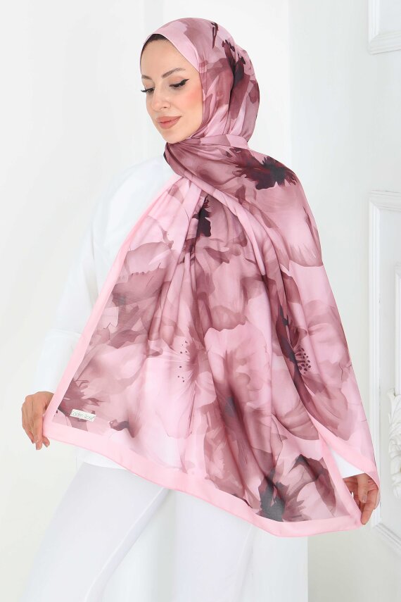 Pastel Flora Serisi Pamuk Şal Pembe - 27857-PEMBE - 2
