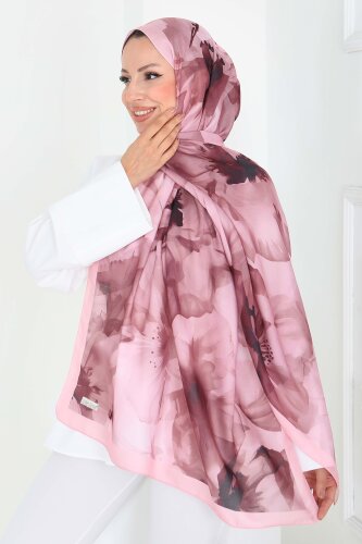 Pastel Flora Serisi Pamuk Şal Pembe - 27857-PEMBE - 4