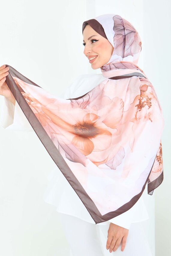 Pastel Flora Serisi Pamuk Şal Somon - 27857-SOMON - 4