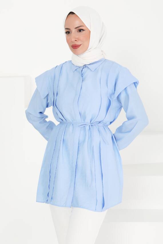 Pileli Tunik Bebe Mavi - 27435 - 2