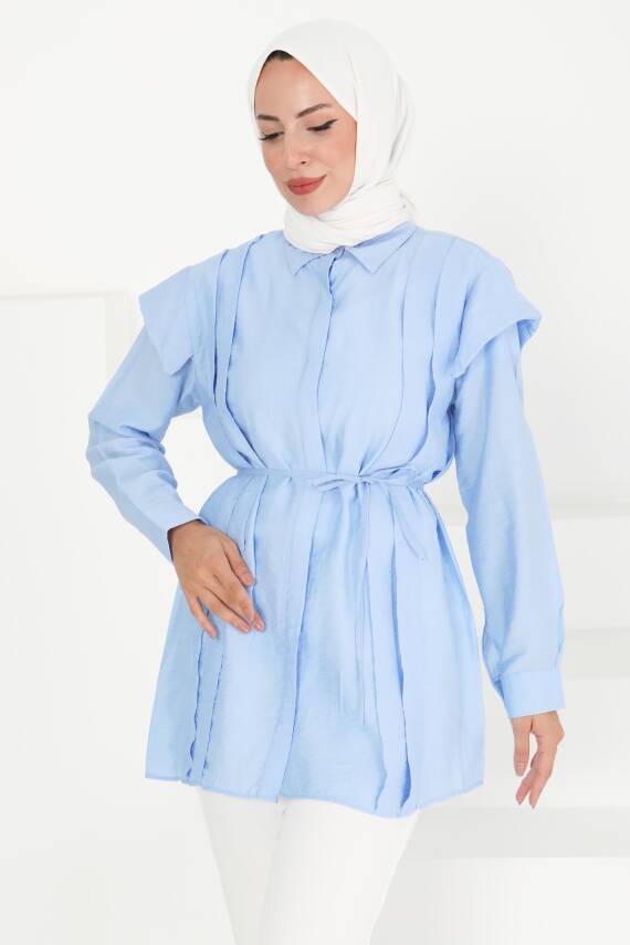 Pileli Tunik Bebe Mavi - 27435 - 3