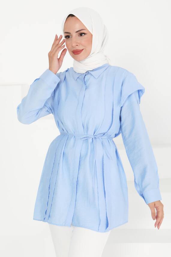 Pileli Tunik Bebe Mavi - 27435 - 4