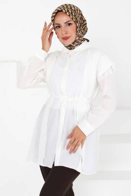 Pileli Tunik Beyaz - 27435 