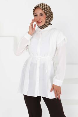 Pileli Tunik Beyaz - 27435 - 3
