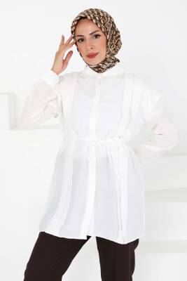 Pileli Tunik Beyaz - 27435 - 4
