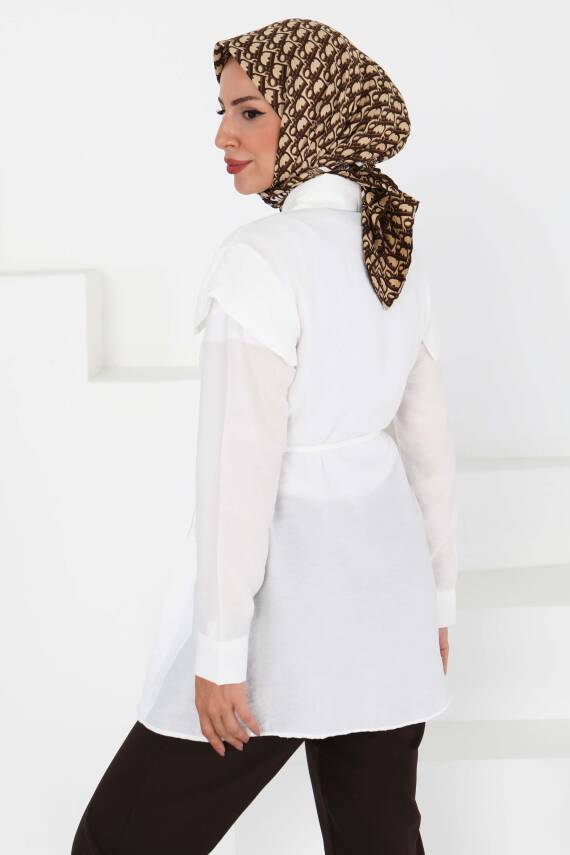 Pileli Tunik Beyaz - 27435 - 5