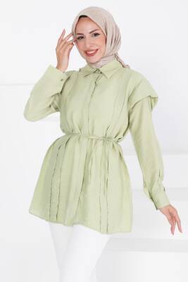 Pileli Tunik Haki - 27435 - 2