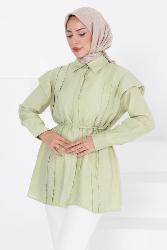 Pileli Tunik Haki - 27435 - 3