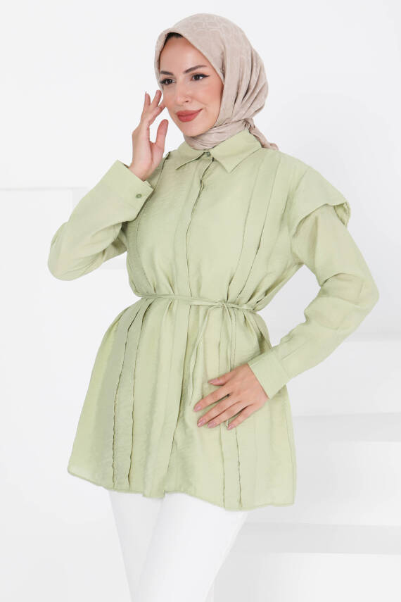 Pileli Tunik Haki - 27435 - 4