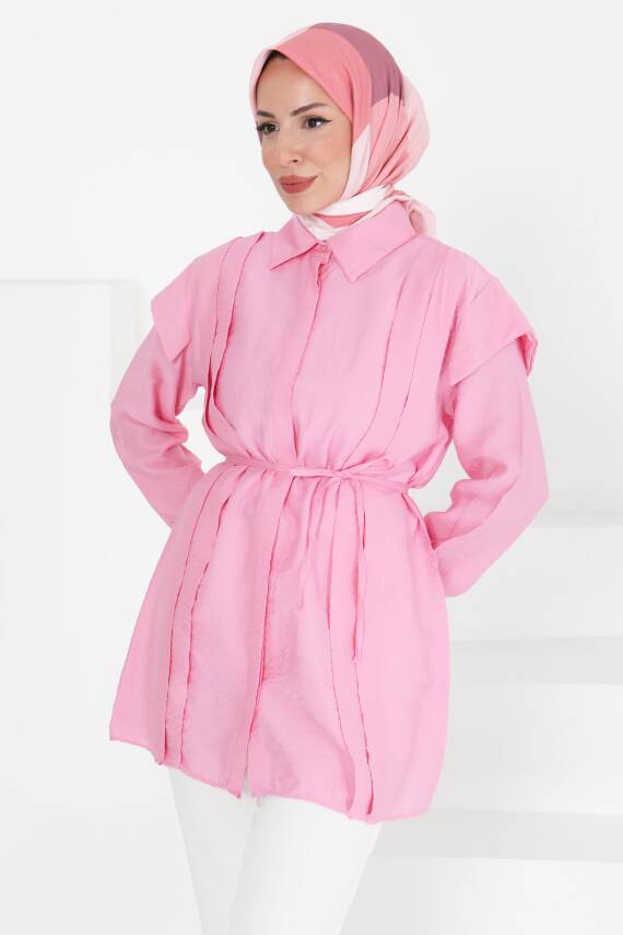 Pileli Tunik Pembe - 27435 - 1