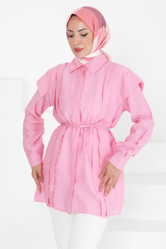 Pileli Tunik Pembe - 27435 - 2