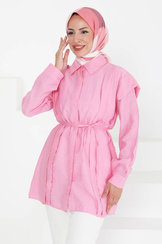 Pileli Tunik Pembe - 27435 - 4