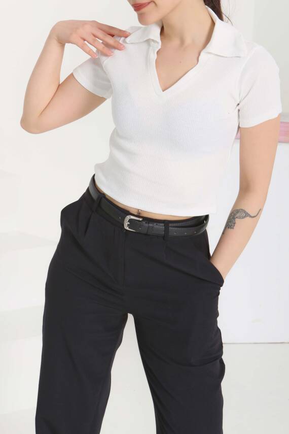 Polo Yaka Kısa Kollu Bady Beyaz - 27143 - 4